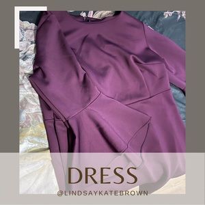 Elloquii Bell Sleeve Scuba Dress-Purple